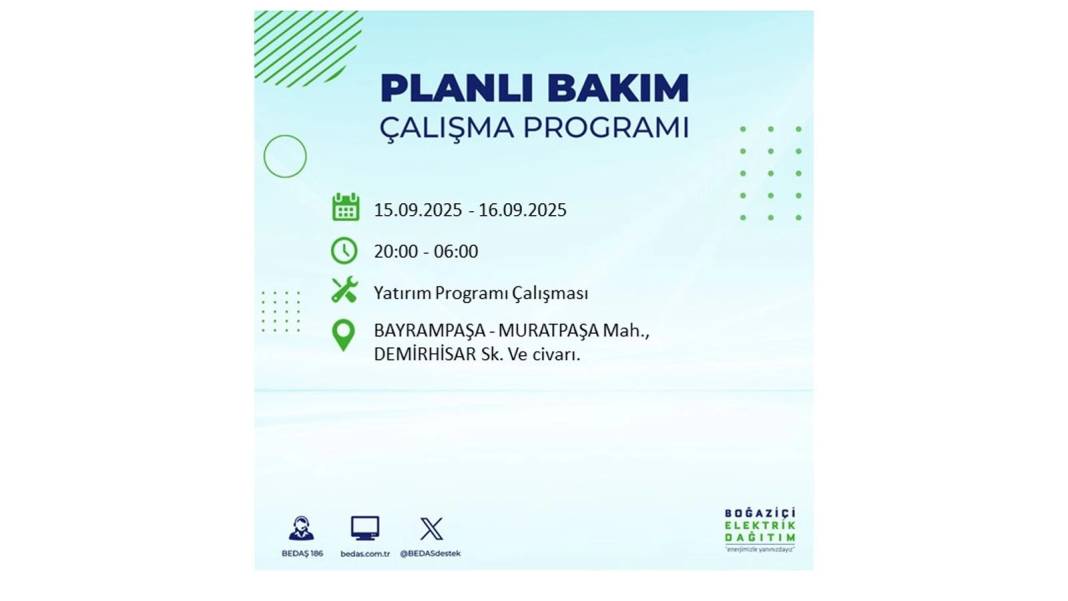 Büyük elektrik kesintisi yaşanacak: BEDAŞ 15 Eylül Pazartesi günü elektrik kesintisi yaşayacak ilçeleri sıraladı! 76