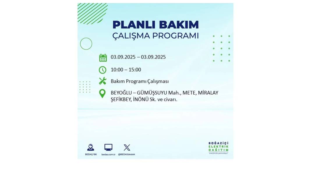 Saatlerce elektrik olmayacak: BEDAŞ 3 Eylül Çarşamba elektrik kesintisi yaşayacak ilçeleri sıraladı! 55