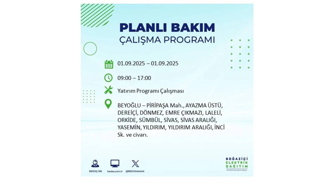 O ilçelerde saatlerce elektrik olmayacak: BEDAŞ 1 Eylül Pazartesi elektrik kesintisi yaşayacak ilçeleri sıraladı 52