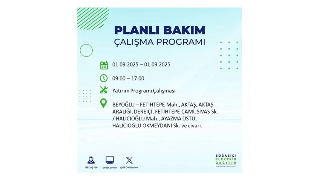 O ilçelerde saatlerce elektrik olmayacak: BEDAŞ 1 Eylül Pazartesi elektrik kesintisi yaşayacak ilçeleri sıraladı 51