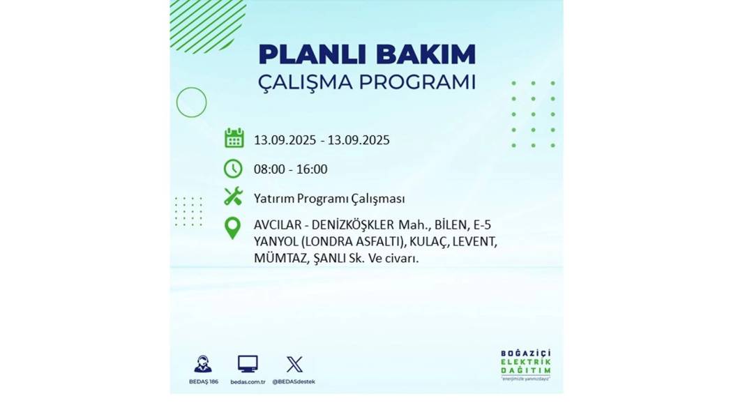 O ilçelerde elektrikler olmayacak: BEDAŞ 13 Eylül Cumartesi günü elektrik kesintisi yaşayacak ilçeleri sıraladı! 16