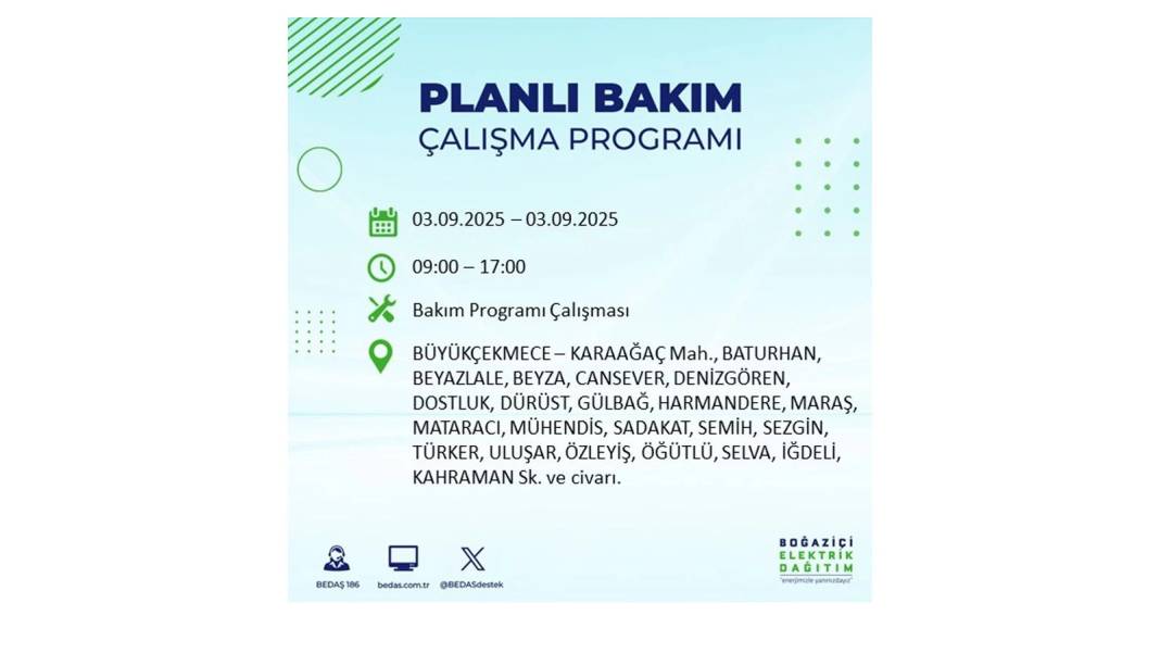 Saatlerce elektrik olmayacak: BEDAŞ 3 Eylül Çarşamba elektrik kesintisi yaşayacak ilçeleri sıraladı! 53