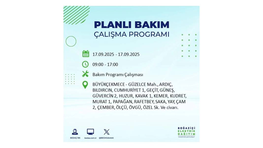 Büyük elektrik kesintisi yaşanacak: BEDAŞ 17 Eylül Çarşamba elektrik kesintisi yaşayacak ilçeleri sıraladı! 87