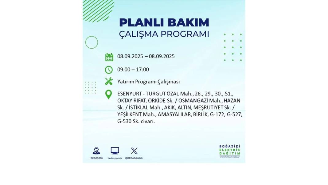 Büyük elektrik kesintisi yaşanacak: BEDAŞ 8 Eylül Pazartesi elektrik kesintisi yaşayacak ilçeleri sıraladı! 24