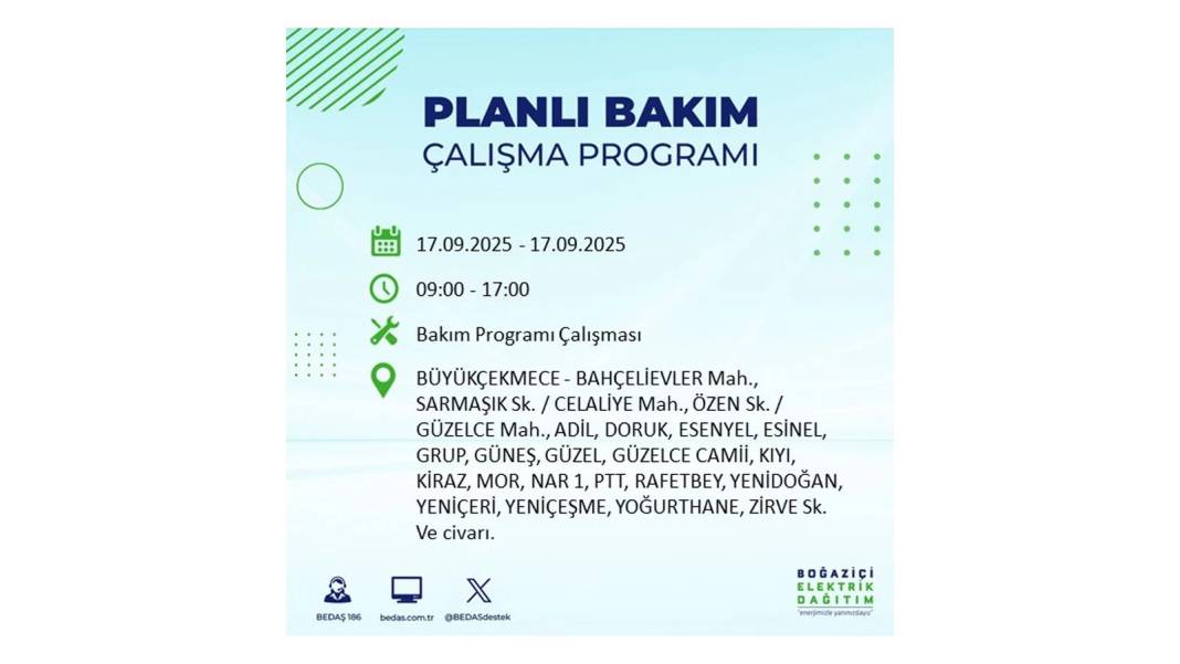 Büyük elektrik kesintisi yaşanacak: BEDAŞ 17 Eylül Çarşamba elektrik kesintisi yaşayacak ilçeleri sıraladı! 81