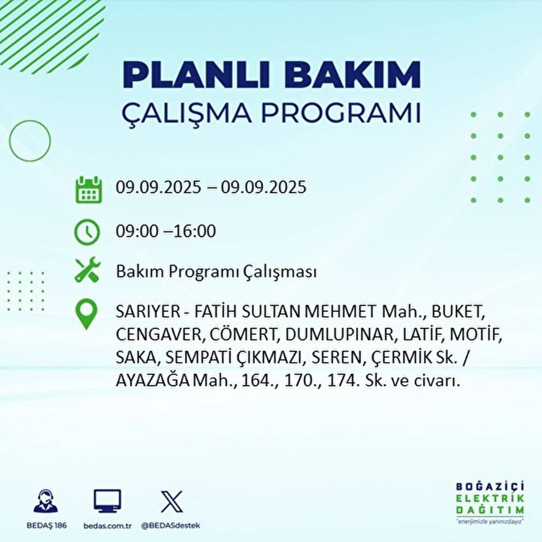 O ilçelerde elektrik olmayacak: BEDAŞ 9 Eylül Salı günü elektrik kesintisi yaşayacak ilçeleri sıraladı! 46