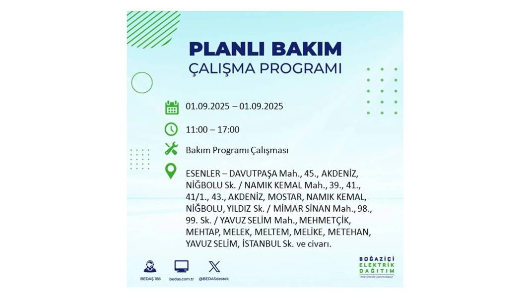 O ilçelerde saatlerce elektrik olmayacak: BEDAŞ 1 Eylül Pazartesi elektrik kesintisi yaşayacak ilçeleri sıraladı 45
