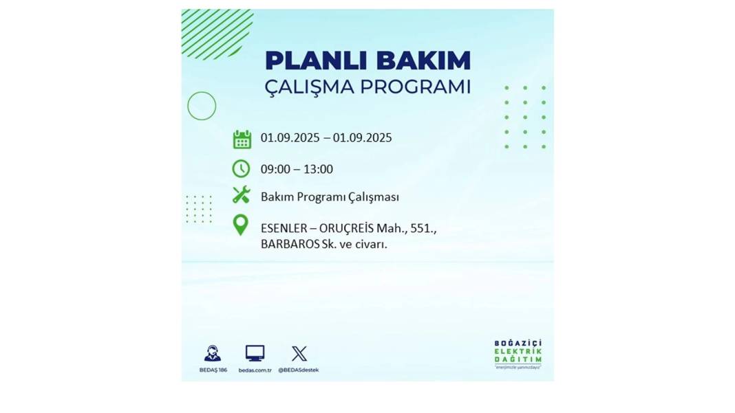 O ilçelerde saatlerce elektrik olmayacak: BEDAŞ 1 Eylül Pazartesi elektrik kesintisi yaşayacak ilçeleri sıraladı 43