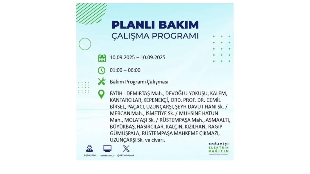 O ilçelerde elektrik olmayacak: BEDAŞ 10 Eylül Çarşamba günü elektrik kesintisi yaşayacak ilçeleri sıraladı! 26