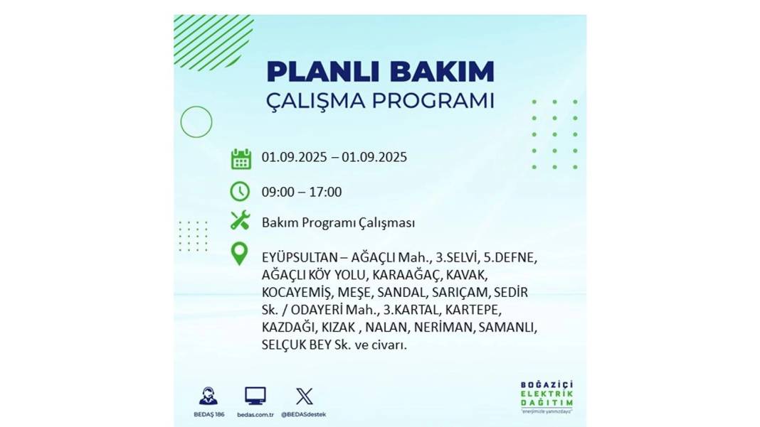 O ilçelerde saatlerce elektrik olmayacak: BEDAŞ 1 Eylül Pazartesi elektrik kesintisi yaşayacak ilçeleri sıraladı 42