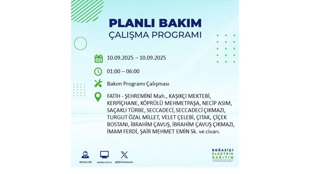 O ilçelerde elektrik olmayacak: BEDAŞ 10 Eylül Çarşamba günü elektrik kesintisi yaşayacak ilçeleri sıraladı! 21