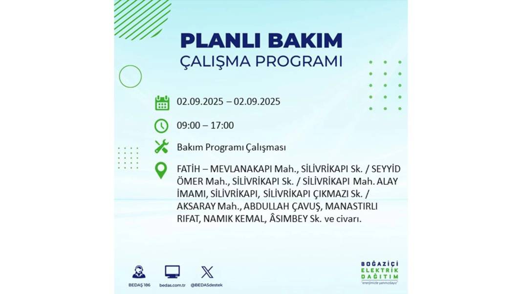 Büyük elektrik kesintisi yaşanacak: BEDAŞ 2 Eylül Salı elektrik kesintisi yaşayacak ilçeleri sıraladı 39
