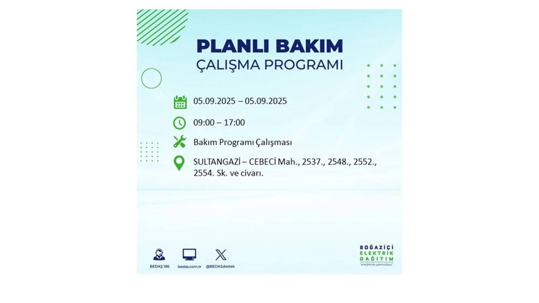 O ilçelerde saatlerce elektrik olmayacak: BEDAŞ 5 Eylül Cuma elektrik kesintisi yaşayacak ilçeleri sıraladı 7