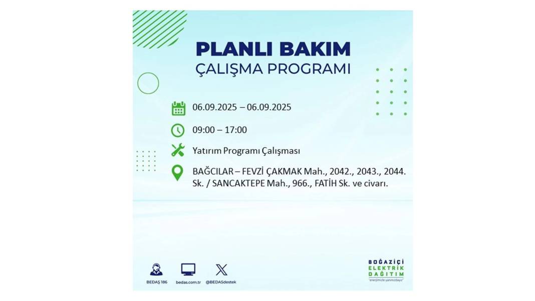 O ilçelerde elektrik olmayacak: BEDAŞ 6 Eylül Cumartesi elektrik kesintisi yaşayacak ilçeleri sıraladı! 25