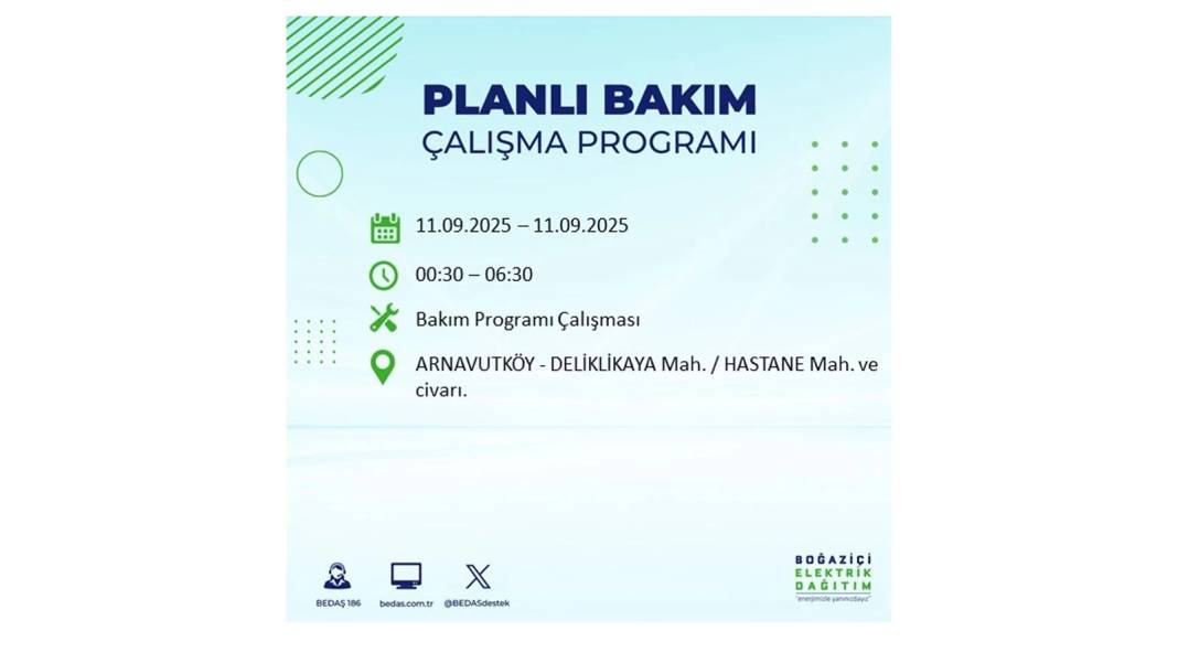 Elektrikler saatlerce olmayacak: BEDAŞ 11 Eylül Perşembe günü elektrik kesintisi yaşayacak ilçeleri sıraladı 47
