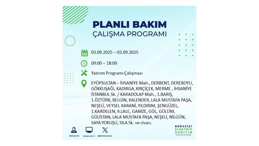 Saatlerce elektrik olmayacak: BEDAŞ 3 Eylül Çarşamba elektrik kesintisi yaşayacak ilçeleri sıraladı! 40