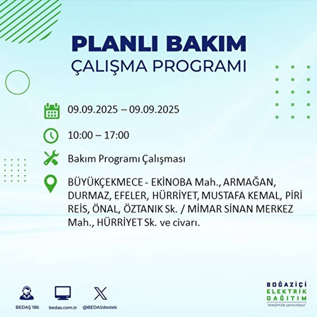 O ilçelerde elektrik olmayacak: BEDAŞ 9 Eylül Salı günü elektrik kesintisi yaşayacak ilçeleri sıraladı! 47