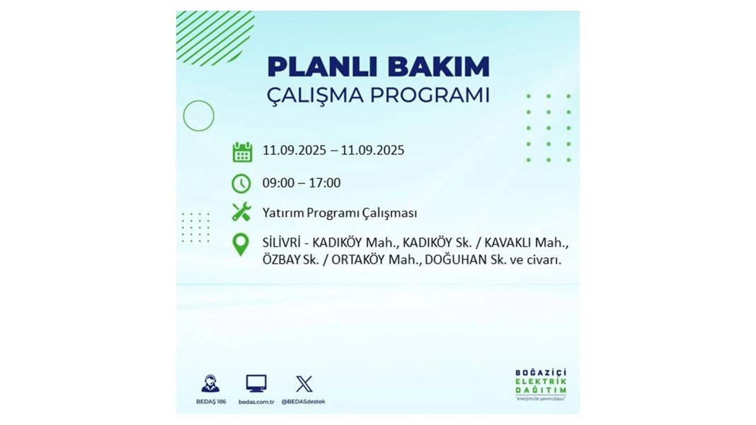 Elektrikler saatlerce olmayacak: BEDAŞ 11 Eylül Perşembe günü elektrik kesintisi yaşayacak ilçeleri sıraladı 8