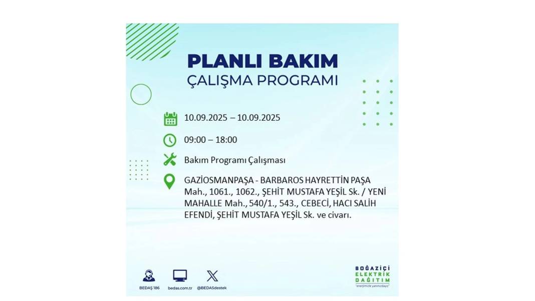 O ilçelerde elektrik olmayacak: BEDAŞ 10 Eylül Çarşamba günü elektrik kesintisi yaşayacak ilçeleri sıraladı! 19