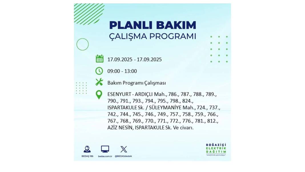 Büyük elektrik kesintisi yaşanacak: BEDAŞ 17 Eylül Çarşamba elektrik kesintisi yaşayacak ilçeleri sıraladı! 71