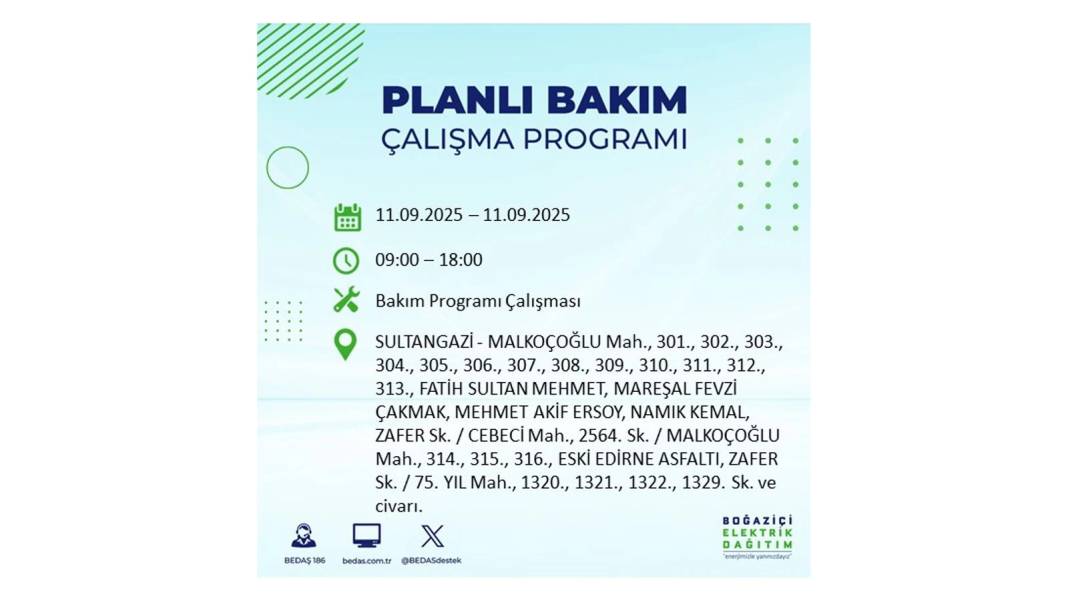 Elektrikler saatlerce olmayacak: BEDAŞ 11 Eylül Perşembe günü elektrik kesintisi yaşayacak ilçeleri sıraladı 4