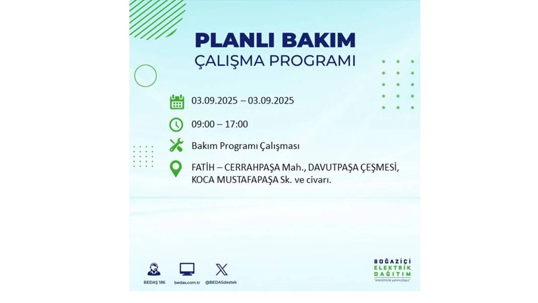 Saatlerce elektrik olmayacak: BEDAŞ 3 Eylül Çarşamba elektrik kesintisi yaşayacak ilçeleri sıraladı! 33