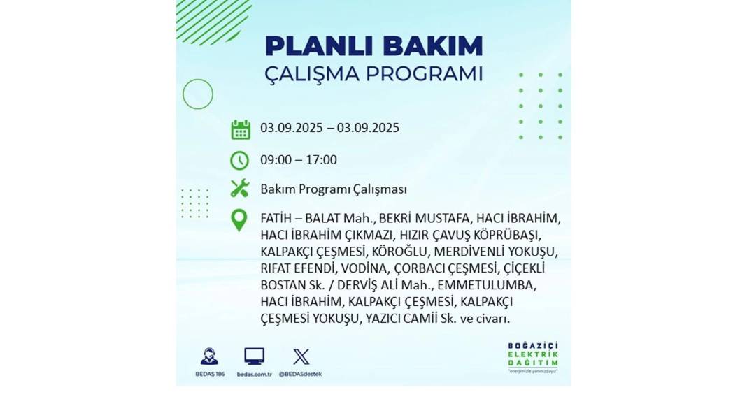 Saatlerce elektrik olmayacak: BEDAŞ 3 Eylül Çarşamba elektrik kesintisi yaşayacak ilçeleri sıraladı! 36