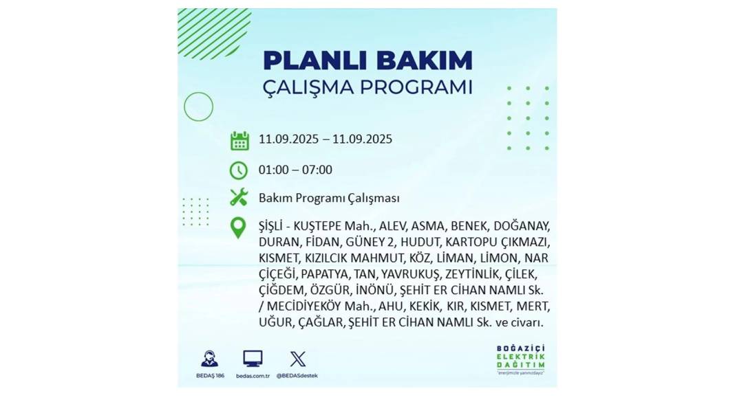 Elektrikler saatlerce olmayacak: BEDAŞ 11 Eylül Perşembe günü elektrik kesintisi yaşayacak ilçeleri sıraladı 2
