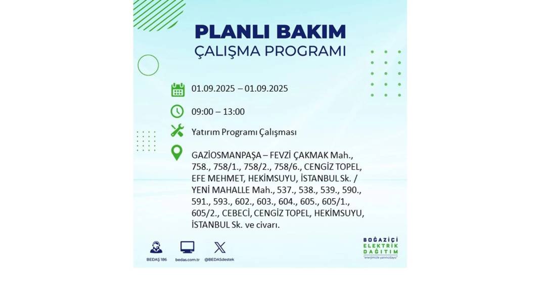 O ilçelerde saatlerce elektrik olmayacak: BEDAŞ 1 Eylül Pazartesi elektrik kesintisi yaşayacak ilçeleri sıraladı 32