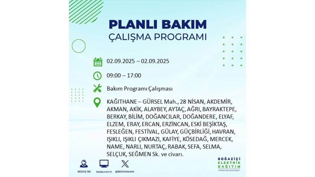 Büyük elektrik kesintisi yaşanacak: BEDAŞ 2 Eylül Salı elektrik kesintisi yaşayacak ilçeleri sıraladı 29
