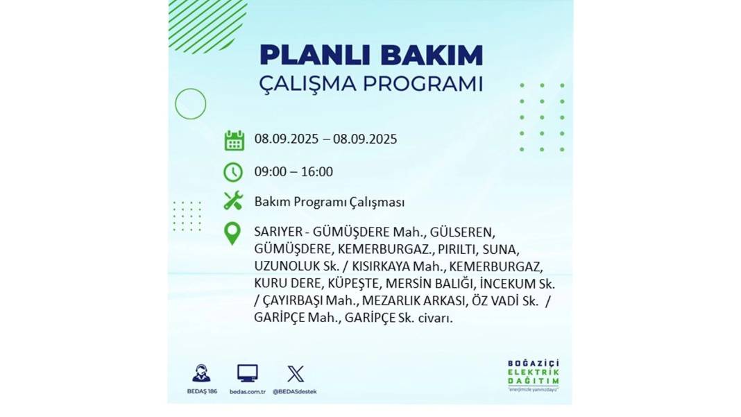 Büyük elektrik kesintisi yaşanacak: BEDAŞ 8 Eylül Pazartesi elektrik kesintisi yaşayacak ilçeleri sıraladı! 8