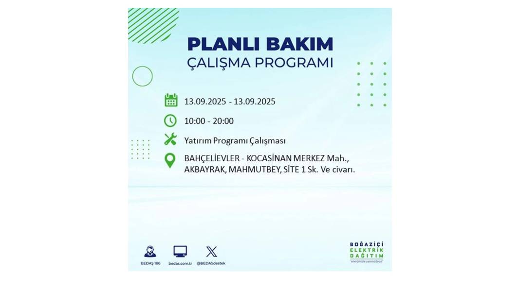 O ilçelerde elektrikler olmayacak: BEDAŞ 13 Eylül Cumartesi günü elektrik kesintisi yaşayacak ilçeleri sıraladı! 19