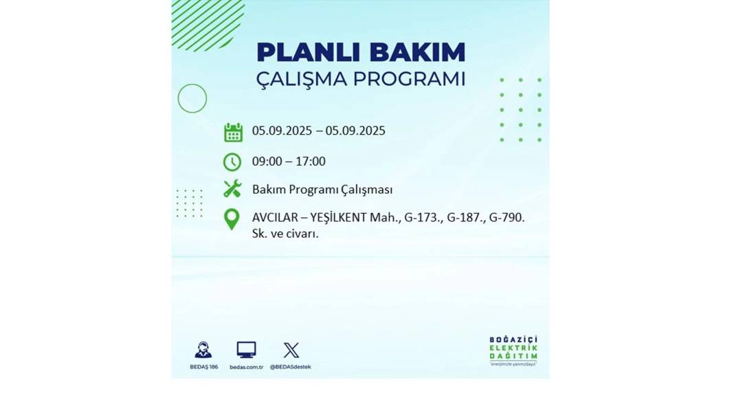 O ilçelerde saatlerce elektrik olmayacak: BEDAŞ 5 Eylül Cuma elektrik kesintisi yaşayacak ilçeleri sıraladı 41