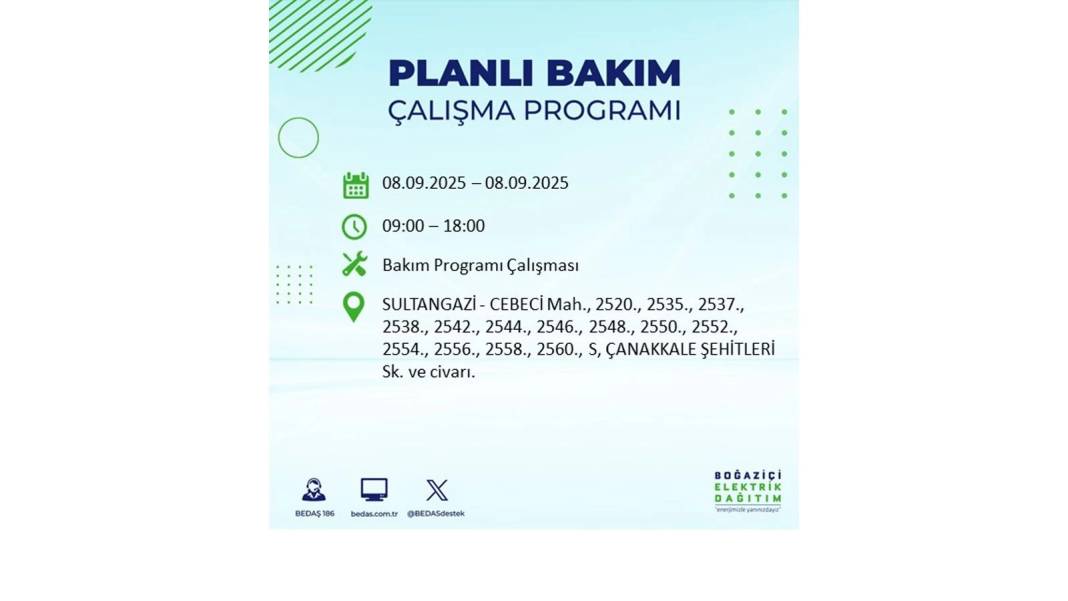 Büyük elektrik kesintisi yaşanacak: BEDAŞ 8 Eylül Pazartesi elektrik kesintisi yaşayacak ilçeleri sıraladı! 9