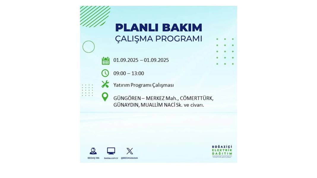 O ilçelerde saatlerce elektrik olmayacak: BEDAŞ 1 Eylül Pazartesi elektrik kesintisi yaşayacak ilçeleri sıraladı 28