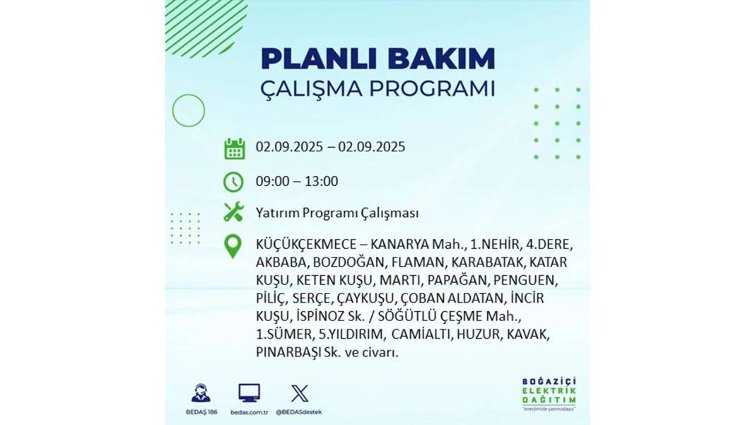 Büyük elektrik kesintisi yaşanacak: BEDAŞ 2 Eylül Salı elektrik kesintisi yaşayacak ilçeleri sıraladı 26