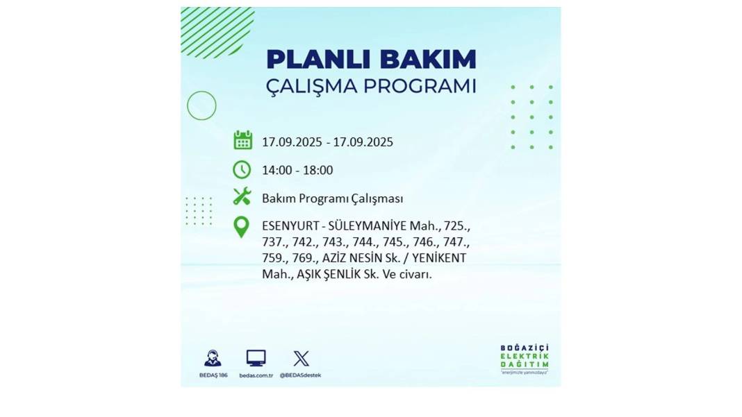 Büyük elektrik kesintisi yaşanacak: BEDAŞ 17 Eylül Çarşamba elektrik kesintisi yaşayacak ilçeleri sıraladı! 63
