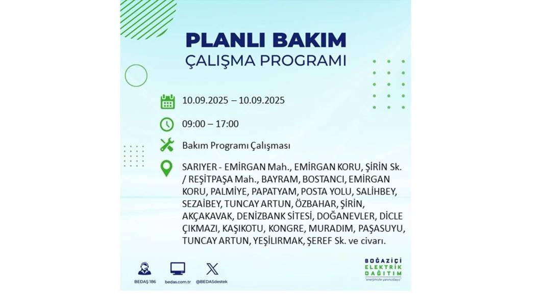 O ilçelerde elektrik olmayacak: BEDAŞ 10 Eylül Çarşamba günü elektrik kesintisi yaşayacak ilçeleri sıraladı! 7