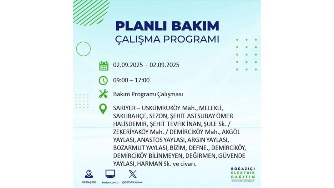 Büyük elektrik kesintisi yaşanacak: BEDAŞ 2 Eylül Salı elektrik kesintisi yaşayacak ilçeleri sıraladı 20
