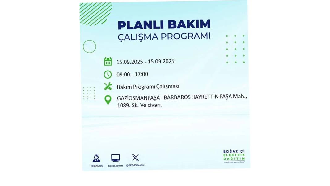 Büyük elektrik kesintisi yaşanacak: BEDAŞ 15 Eylül Pazartesi günü elektrik kesintisi yaşayacak ilçeleri sıraladı! 45