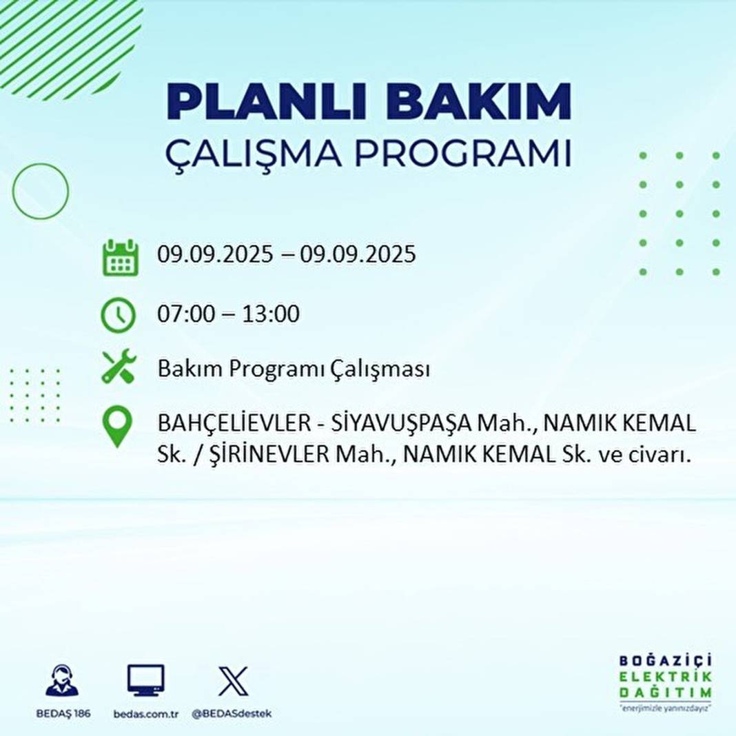 O ilçelerde elektrik olmayacak: BEDAŞ 9 Eylül Salı günü elektrik kesintisi yaşayacak ilçeleri sıraladı! 37