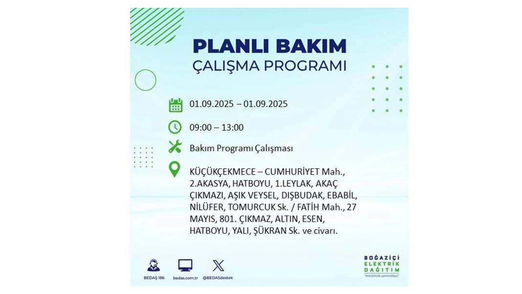 O ilçelerde saatlerce elektrik olmayacak: BEDAŞ 1 Eylül Pazartesi elektrik kesintisi yaşayacak ilçeleri sıraladı 20
