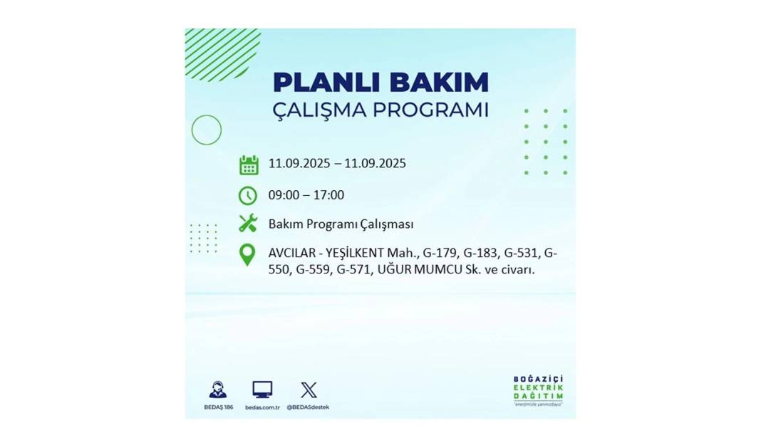 Elektrikler saatlerce olmayacak: BEDAŞ 11 Eylül Perşembe günü elektrik kesintisi yaşayacak ilçeleri sıraladı 42