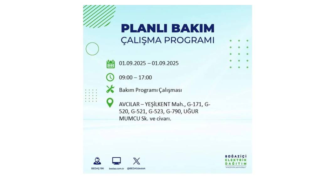O ilçelerde saatlerce elektrik olmayacak: BEDAŞ 1 Eylül Pazartesi elektrik kesintisi yaşayacak ilçeleri sıraladı 74
