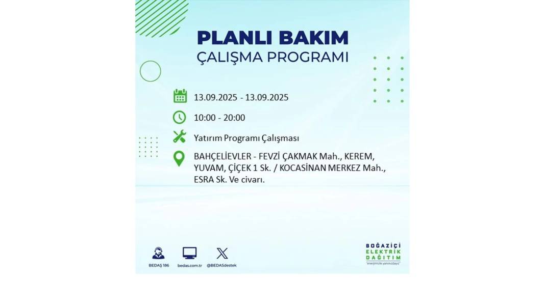 O ilçelerde elektrikler olmayacak: BEDAŞ 13 Eylül Cumartesi günü elektrik kesintisi yaşayacak ilçeleri sıraladı! 15