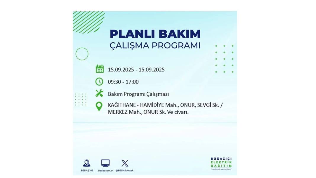 Büyük elektrik kesintisi yaşanacak: BEDAŞ 15 Eylül Pazartesi günü elektrik kesintisi yaşayacak ilçeleri sıraladı! 44