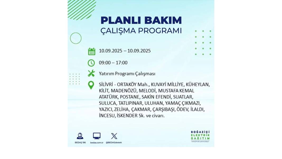 O ilçelerde elektrik olmayacak: BEDAŞ 10 Eylül Çarşamba günü elektrik kesintisi yaşayacak ilçeleri sıraladı! 1