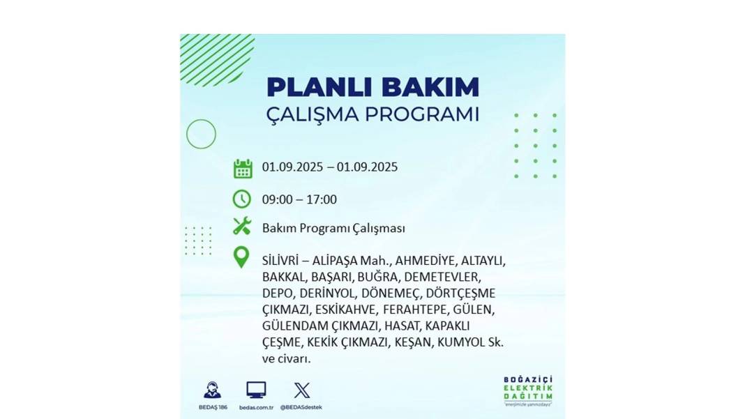 O ilçelerde saatlerce elektrik olmayacak: BEDAŞ 1 Eylül Pazartesi elektrik kesintisi yaşayacak ilçeleri sıraladı 16