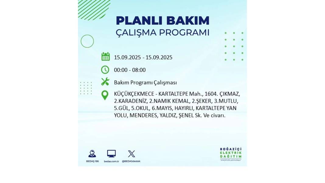 Büyük elektrik kesintisi yaşanacak: BEDAŞ 15 Eylül Pazartesi günü elektrik kesintisi yaşayacak ilçeleri sıraladı! 36
