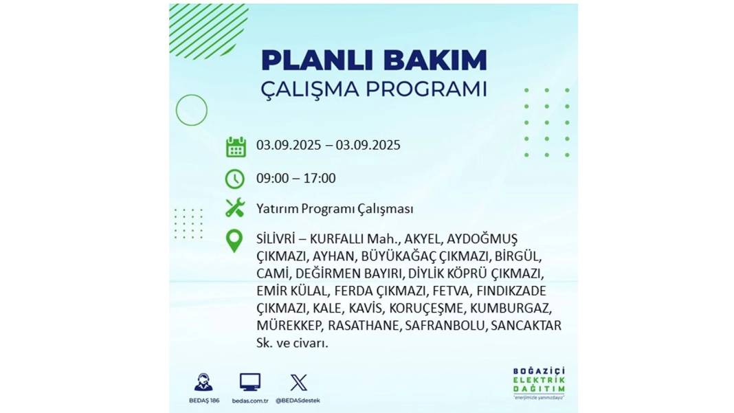 Saatlerce elektrik olmayacak: BEDAŞ 3 Eylül Çarşamba elektrik kesintisi yaşayacak ilçeleri sıraladı! 13